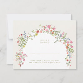 dainty floral arch baby shower diaper raffle mitteilungskarte