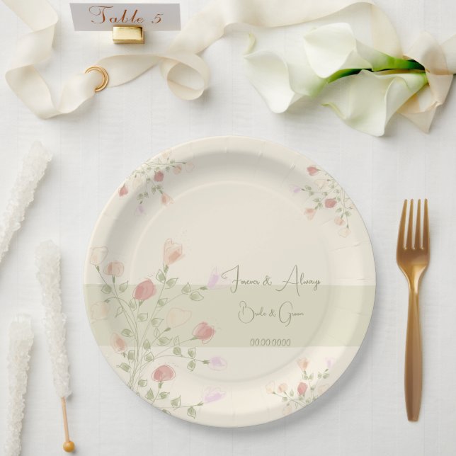 Dainty Floral Art akzentriert Pappteller (Hochzeit)