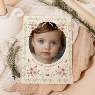 Dainty Floral Christmas Foto Feiertagskarte