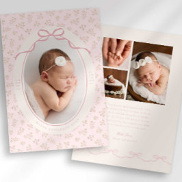 Dainty Floral Coquette Photo Birth Announcement Ankündigung