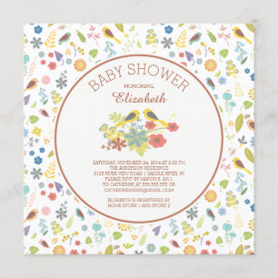 Dainty Floral Inséparable Baby Shower Invitations