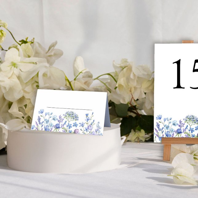 Dainty Floral Periwinkle Wildblume Hochzeitstisch Platzkarte (Wedding Table Place Card from my Lilac + Periwinkle Wildflower Wedding Collection)