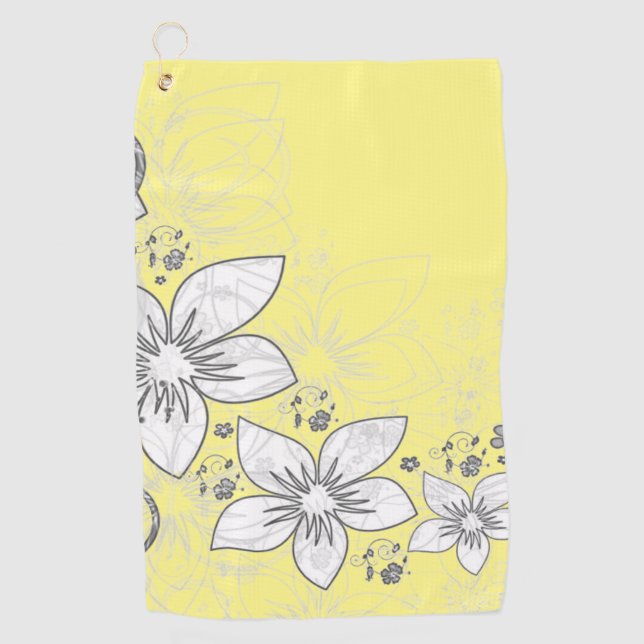 Dainty Floral Scroll on Yellow Golfhandtuch (Vorderseite)