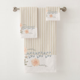 Dainty Floral Trim Cream Stripe