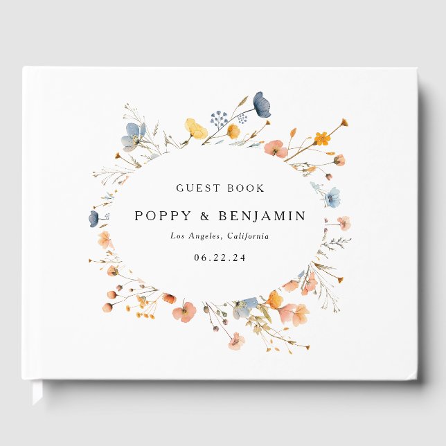 Dainty Floral Wildblume Wedding Gästebuch (Vorderseite)
