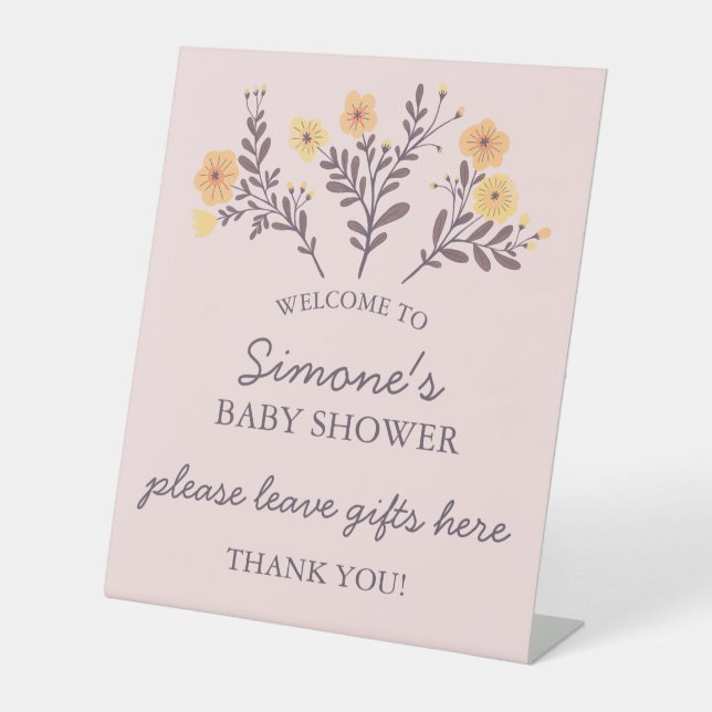 Dainty Florals Elegant Chic CUSTOM BABY SHOWER Sockelschild (Vorderseite)