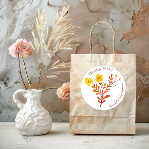 Dainty Florals Elegant DANK YOU BABY SHOWER Runder Aufkleber