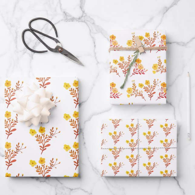 Dainty Florals Elegant Einfaches Chic-Geschenk Geschenkpapier Set (Vorderseite)