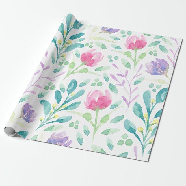 Dainty Florals in Watercolor Geschenkpapier (Ungerollt)