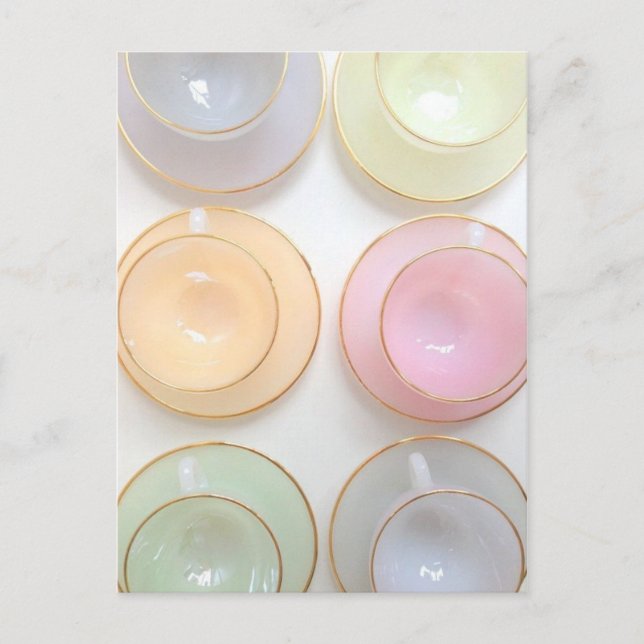 Dainty Girly Pastel Tea Cup-Karte Postkarte (Vorderseite)