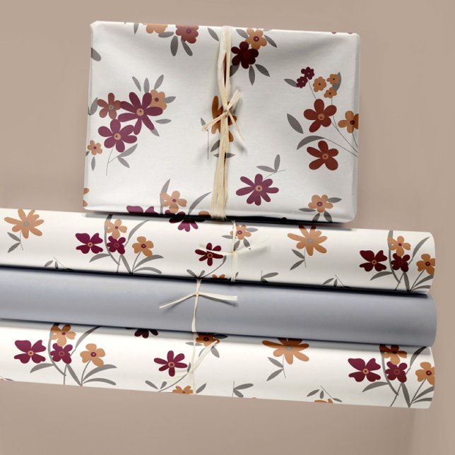 Dainty Gold Maroon Floral Decoupage Geschenk Geschenkpapier Set (Dainty Gold Maroon Floral Pattern Wrapping Paper Sheets
from Studio Posies.)