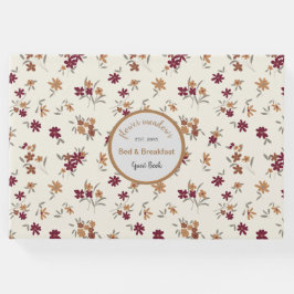 Dainty Gold Maroon Floral Pattern Gästebuch