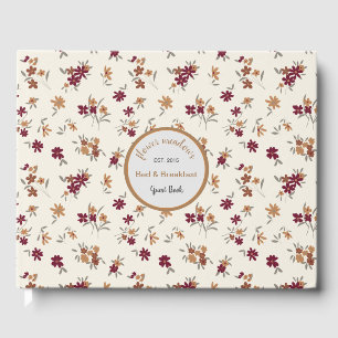Dainty Gold Maroon Floral Pattern Gästebuch