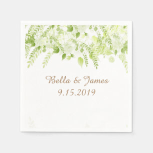Dainty Green Floral Spring Wedding Napkins Serviette