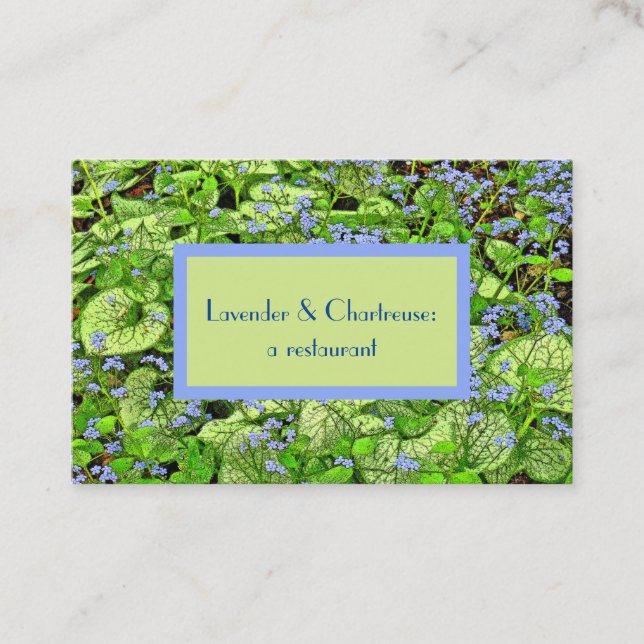 Dainty Lavender-Blue Blumen Chartreuse Foliage Bu Visitenkarte (Vorderseite)