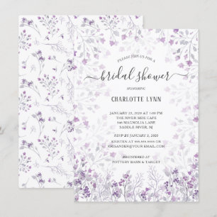 Dainty Lila Watercolor Blume Brautparty Einladung