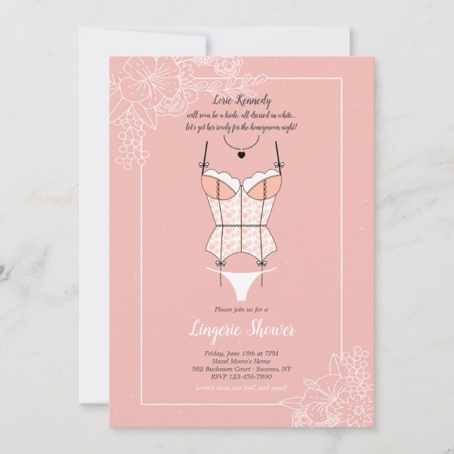 Dainty Lingerie Brautparty Einladung (Vorderseite)