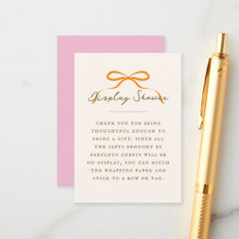 Dainty Orange Bow Baby Display Shower Begleitkarte