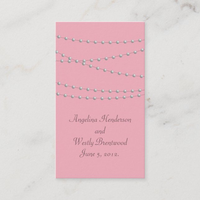 Dainty Pearls on Pink Wedding Website Card Begleitkarte (Vorderseite)