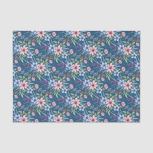 Dainty Pink Blume auf Blue Decoupage Seidenpapier