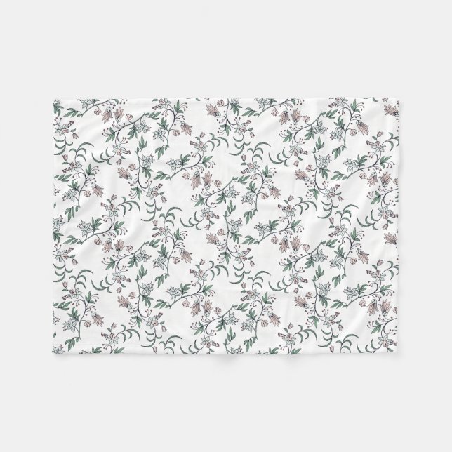Dainty Pink Botanisches Neugeborenes Kinderzimmer  Fleecedecke (Vorderseite (Horizontal))