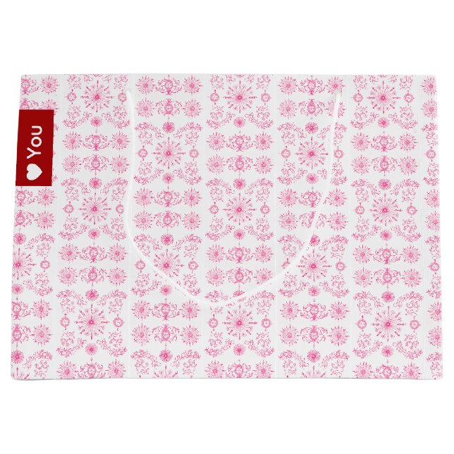 Dainty Pink Motif Große Geschenktüte (Vorderseite)