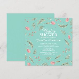 Dainty Pink Roses Girls Babydusche Einladung