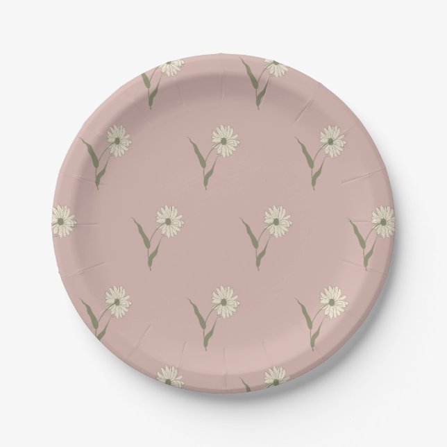 Dainty Scattered Aster Botanical | Dusty Pink Pappteller (Vorderseite)