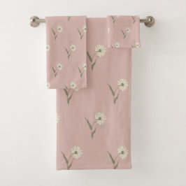 Dainty Scattered Aster Floral | Dusty Pink Badhandtuch Set