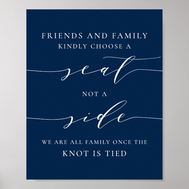 Dainty Script Blue Pick a Seat Nicht eine Hochzeit Poster (Vorne)
