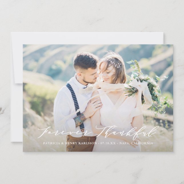 Dainty Script Forever Dankbarkeit Hochzeit Danke (Vorderseite)