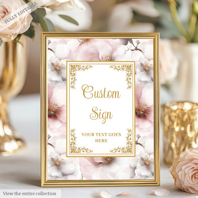 Dainty staubige Blume mit Goldakzenten 8x10 Poster (Dainty dusty pink flowers with gold accents 8x10 Poster)