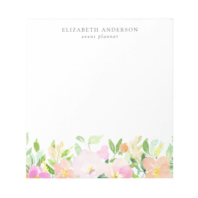 Dainty Watercolor Blume | Pastell Floral Notizblock (Vorderseite)