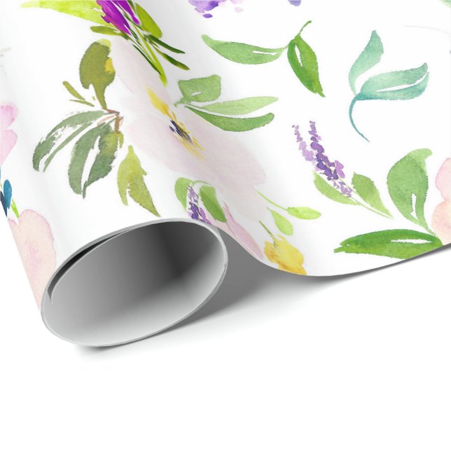 Dainty Watercolor Blume | Peonies und Wisterias Geschenkpapier (Rolleneckpunkt)
