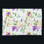 Dainty Watercolor Blume | Peonies und Wisterias Handtuch<br><div class="desc">Farbenfrohe und feminine Küchentücher mit Aquarellblüten und lila Wisterias. Dies ist perfekt für Akzente jeder Küche.</div>