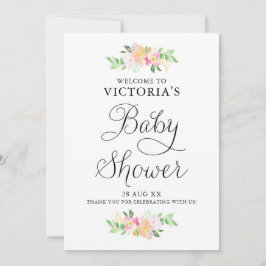 Dainty Watercolor Florals Baby Dusche Begrüßungsze Einladung