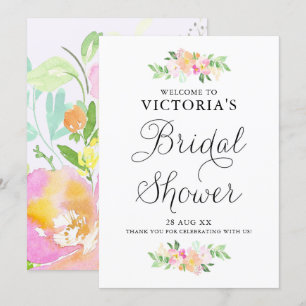 Dainty Watercolor Florals Brautparty Willkommen Einladung