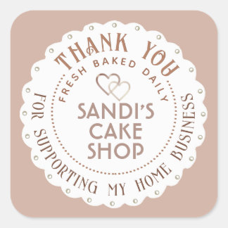 Dainty White Scallop Danke Zuhause Business Heart Quadratischer Aufkleber