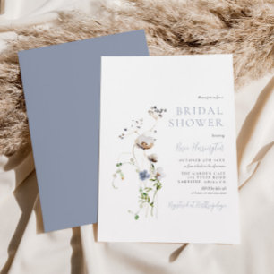 Dainty Wildblume Dusty Blue Brautparty Einladung