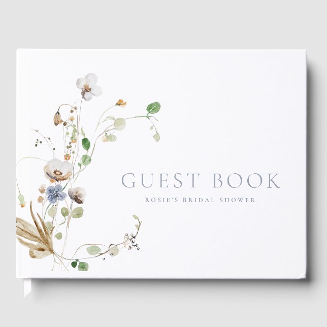 Dainty Wildblume Dusty Blue Gästebuch (Vorderseite)