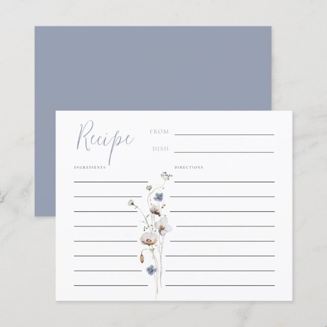 Dainty Wildblume Dusty Blue Rezept Card (Vorne/Hinten)