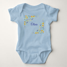 Dainty-Wildblumen auf blau Baby Strampler
