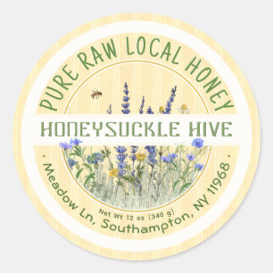 Dainty Wildblumen Honey Label Rein Roh Local Runder Aufkleber