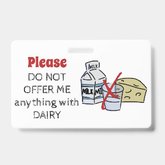Dairy Allergy Badge - Customize Emergency Info Ausweis