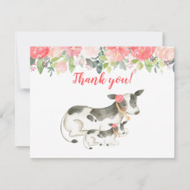 Dairy Cow Floral Peony Danke, dass Sie Notizen Einladung