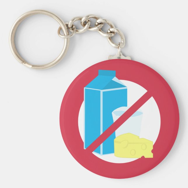 Dairy Free Red No Lactose oder Dairy Allergy Alert Schlüsselanhänger (Vorne)
