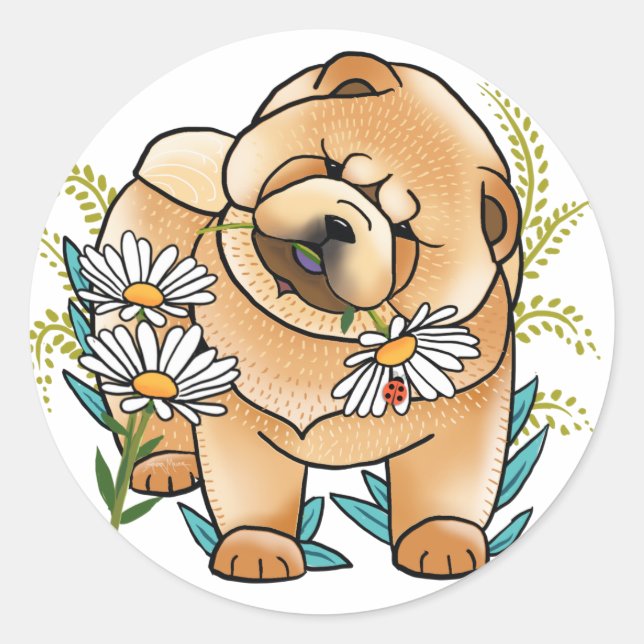 DAISEE MAE Chow Welpensticker Runder Aufkleber (Vorderseite)