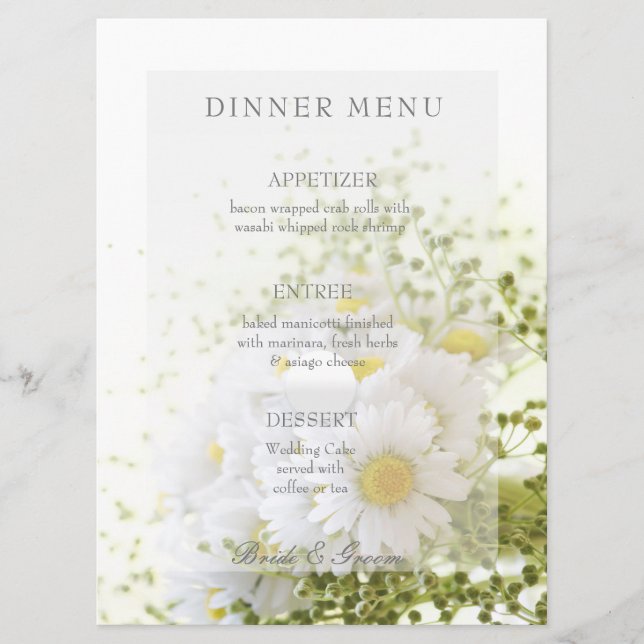Daisées en Amour - menu Bouquet Mariage modifiable (Devant)