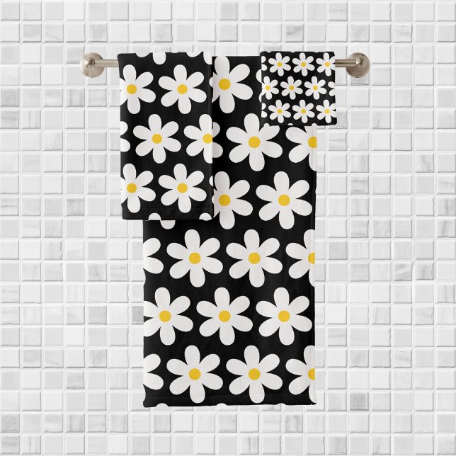 Daisées Retro Floral Pattern Blanc Noir (Créateur téléchargé)