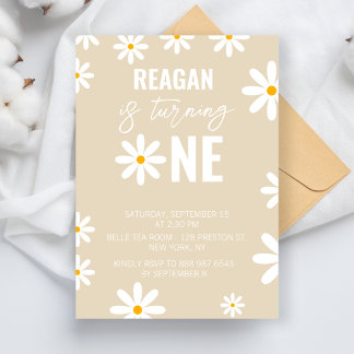 Daises erste Geburtstagsparty 1. Geburtstag Girl B Einladung